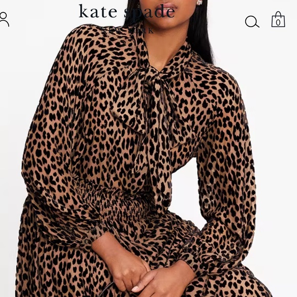 NEW Kate spade Modern Leopard Tie neck Shirt size XS - Picture 6 of 9